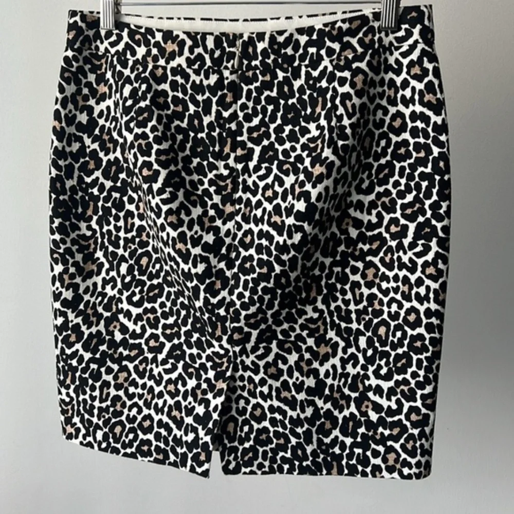 J. Crew cotton pencil mini Skirt leopard 6 P